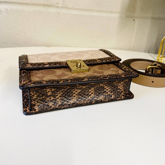 Coach 89237 Hutton Belt Bag In Blocked Signature Canvas With Snakeskin Detail - Picture 5 of 10